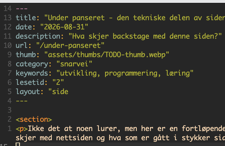 Yaml-feltet i markdown