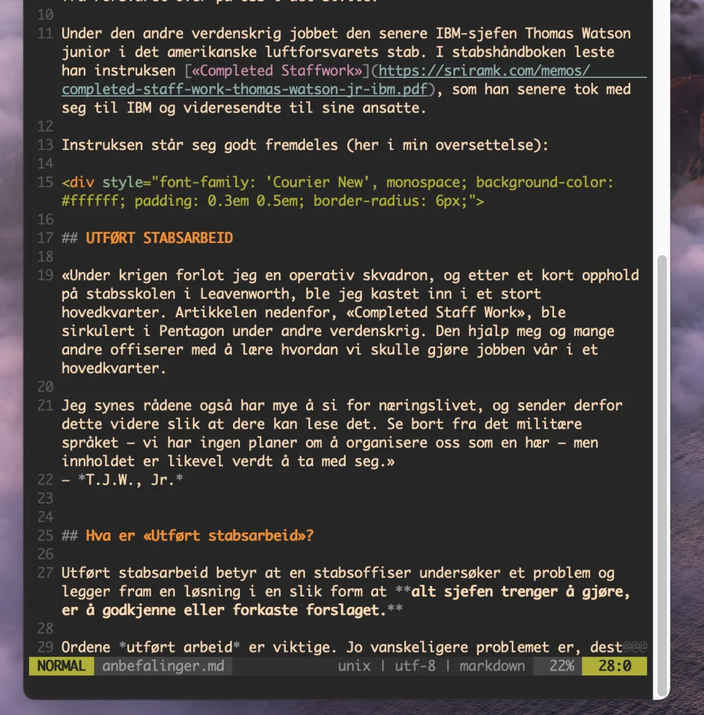 skjermbilde fra koden. En div og CSs-inline-formattering.